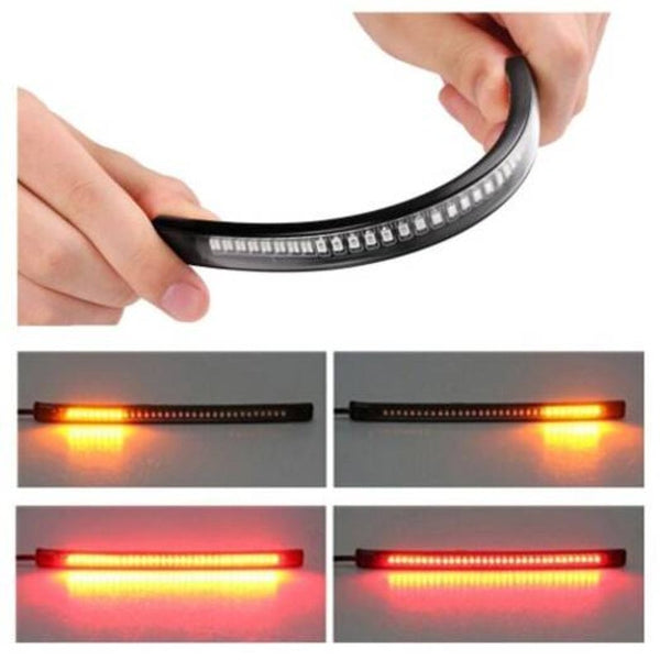 Flexible 48 Led Smd 2835 3014 Motorcycle Rear Tail Brake Stop Turn Signal Light Strip Universal Light Bulbs