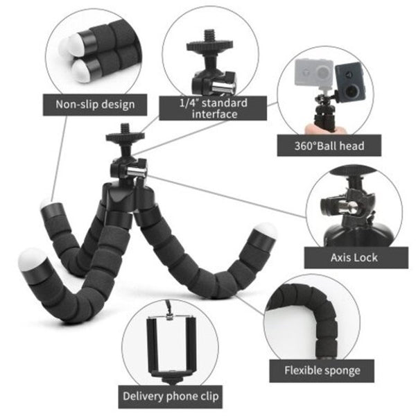 Flexible Mini Octopus Selfie Stick Tripod Smart Phone Stabilizer Bracket Holder Mount Red Selfie Sticks