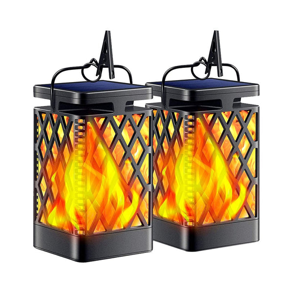 Flickering Flame Lantern Diamond Cutout Pattern Decorative Solar Outdoor Lights Wall Mount Decorative Lighting