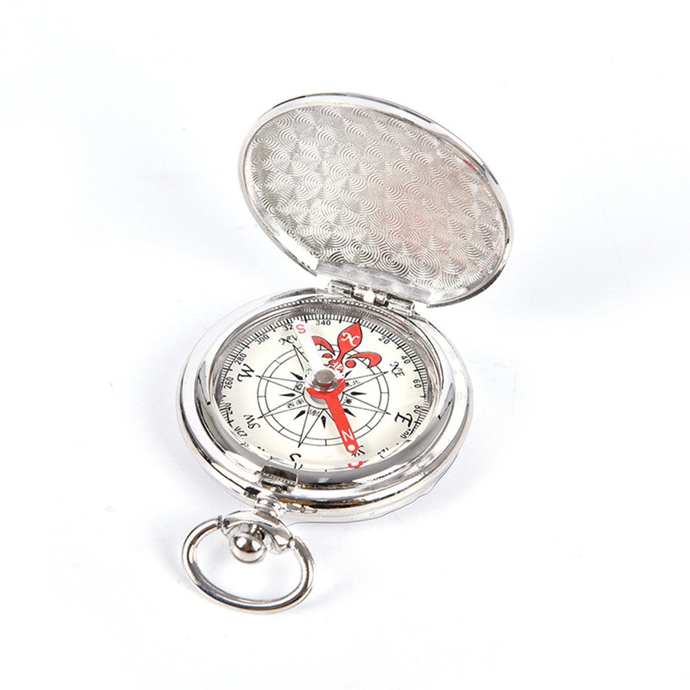 Flip Cover Metal Pocket Watch Compass Camping Hiking Boating Nautical Marine Survival Compasses