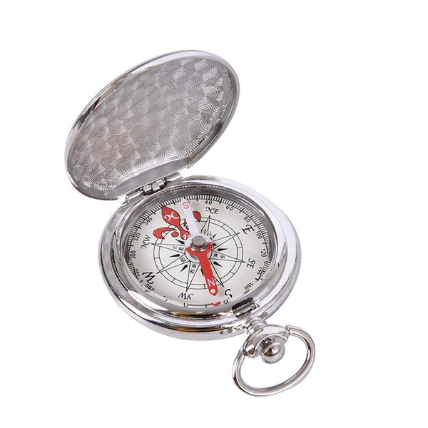 Flip Cover Metal Pocket Watch Compass Camping Hiking Boating Nautical Marine Survival