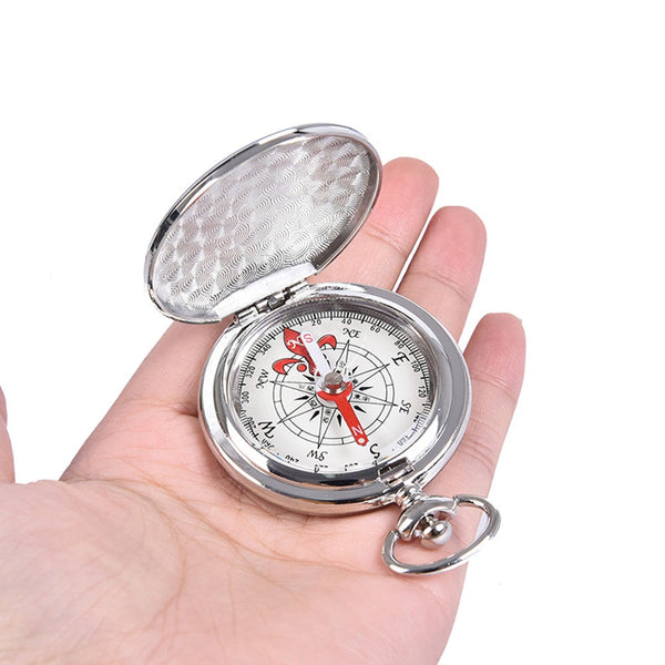 Flip Cover Metal Pocket Watch Compass Camping Hiking Boating Nautical Marine Survival Compasses
