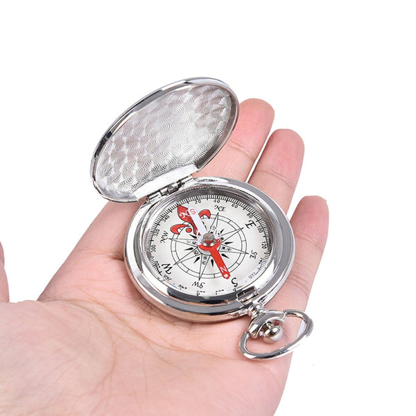 Flip Cover Metal Pocket Watch Compass Camping Hiking Boating Nautical Marine Survival