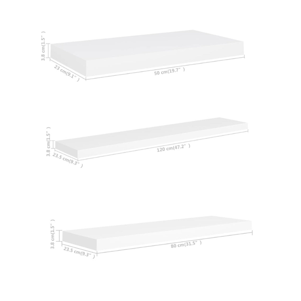Floating Wall Shelves 2 Pcs White Mdf
