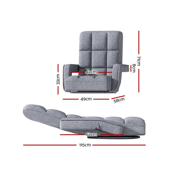 Artiss Floor Sofa Bed Lounge Chair Recliner Chaise Swivel Grey