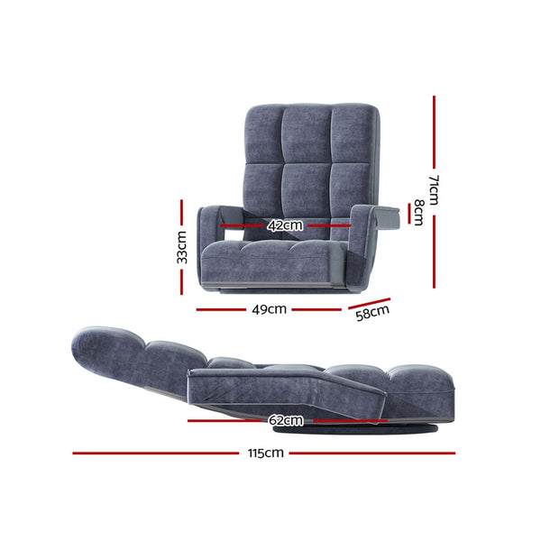 Artiss Floor Sofa Bed Lounge Chair Recliner Chaise Swivel Charcoal