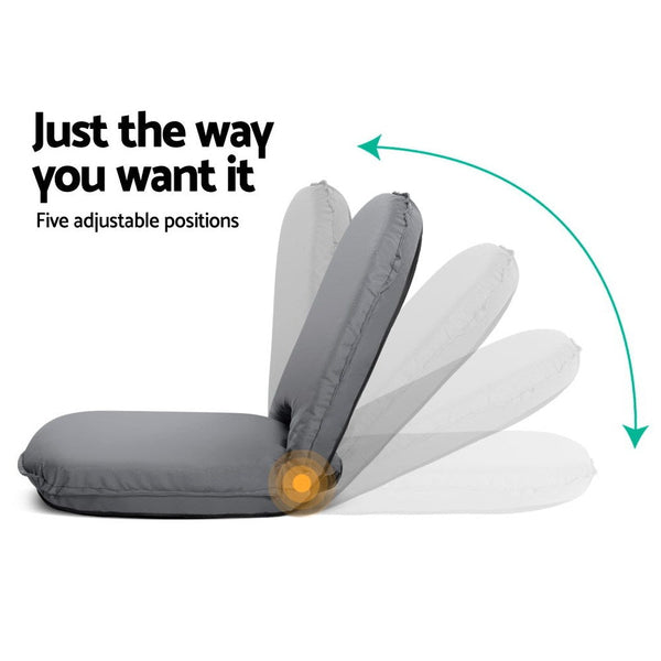 Artiss Floor Lounge Sofa Camping Portable Recliner Beach Chair Folding Outdoor Grey Camping Chairs