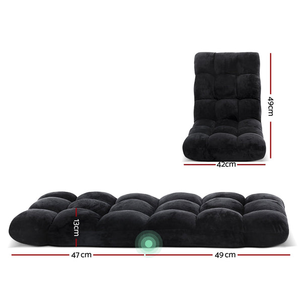 Artiss Lounge Sofa Floor Recliner Futon Chaise Folding Couch Black Sofa Beds