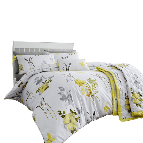 Flora Yellow Quilt Cover Set King
