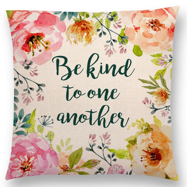Floral Inspirational Sayings Cushion Covers Cushions & Decorative Pillows