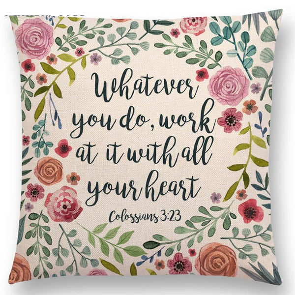 Floral Inspirational Sayings Cushion Covers Cushions & Decorative Pillows