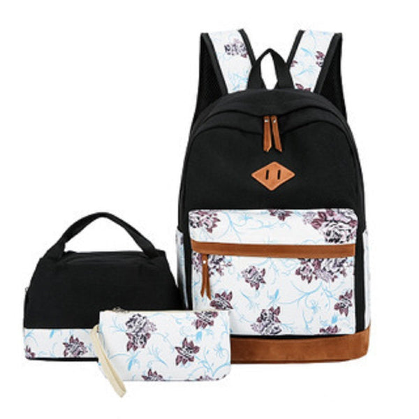 Floral Bags Schoolbag Backpack Lunch Wallets Medium Capacity Oxford Backpacks