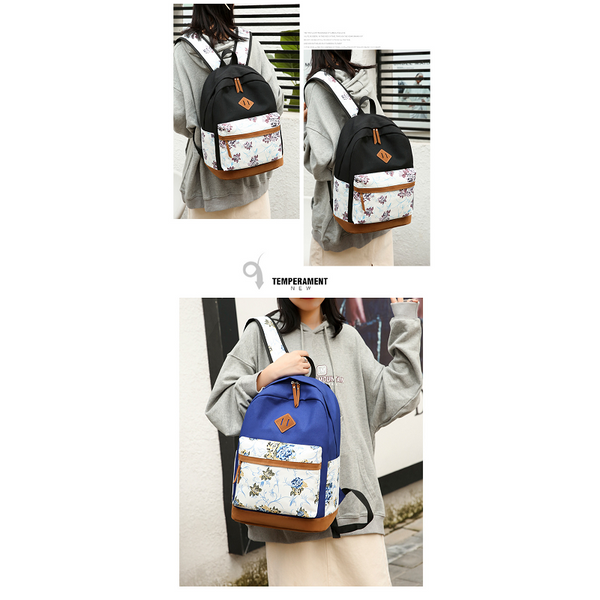 Floral Bags Schoolbag Backpack Lunch Wallets Medium Capacity Oxford Backpacks