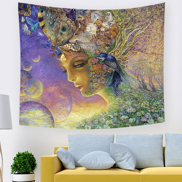 Flower Fairy God On Wall Tapestry