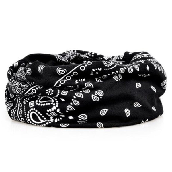 Flower Pattern Fashion Dual Purpose Scarf Hat Black Beanies