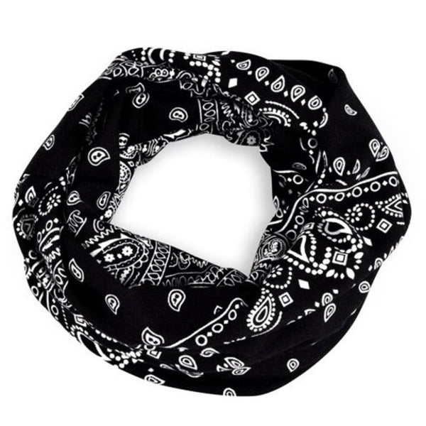 Flower Pattern Fashion Dual Purpose Scarf Hat Black Beanies