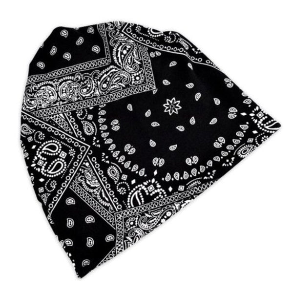 Flower Pattern Fashion Dual Purpose Scarf Hat Black Beanies
