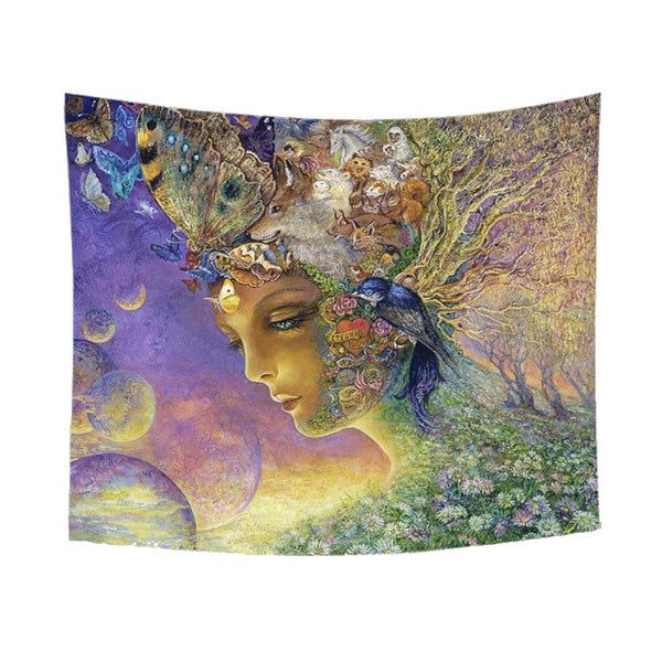 Flower Fairy God On Wall Tapestry Tapestries