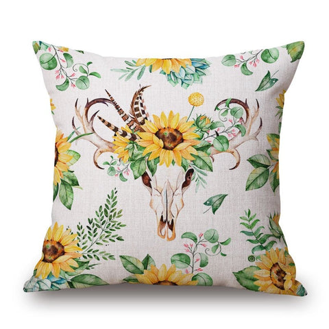 Flowers An Animal On Cotton Linen Pillow Cover
