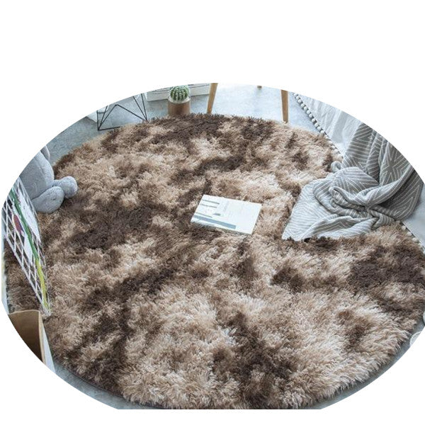 Brown Fluffy Faux Fur Round Rug Kids Room Plush Shaggy Rugs Rugs & Carpets