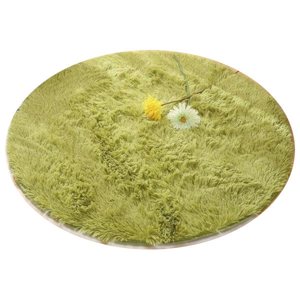 Green Fluffy Faux Fur Round Rug Kids Room Plush Shaggy Rugs Rugs & Carpets
