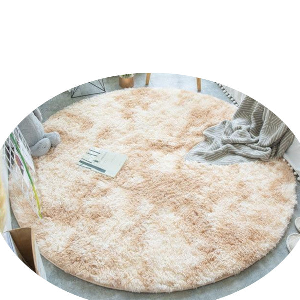 Brown Fluffy Faux Fur Round Rug Kids Room Plush Shaggy Rugs Rugs & Carpets