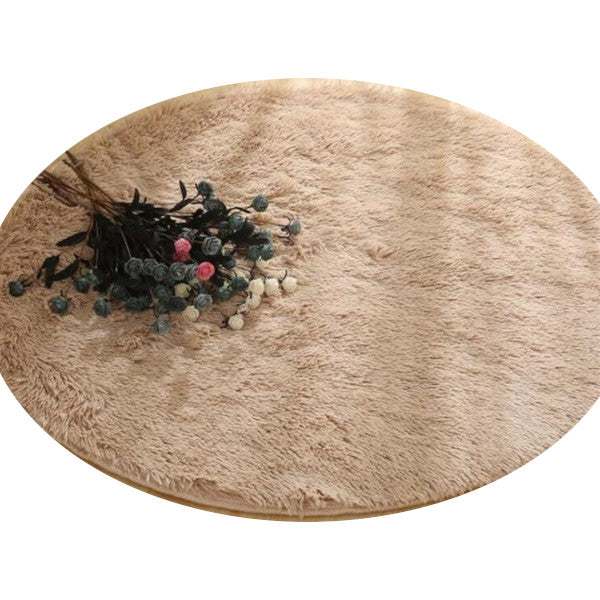 Brown Fluffy Faux Fur Round Rug Kids Room Plush Shaggy Rugs Rugs & Carpets