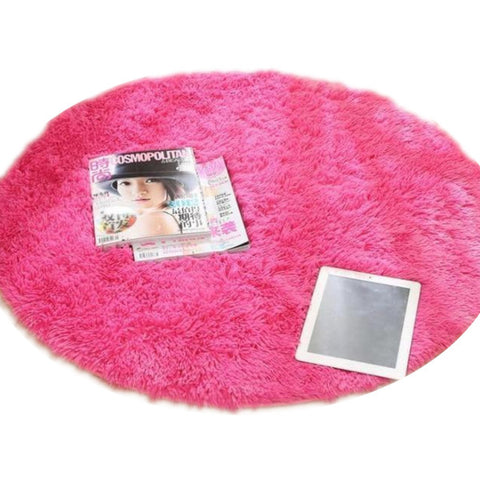 Pink Purple Fluffy Faux Fur Round Rug Kids Room Plush Shaggy Rugs Rugs & Carpets