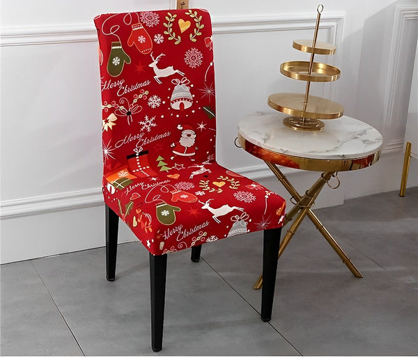 Chair Cover Red Full Christmas Design Elastic Material For Dining Room Slipcovers
