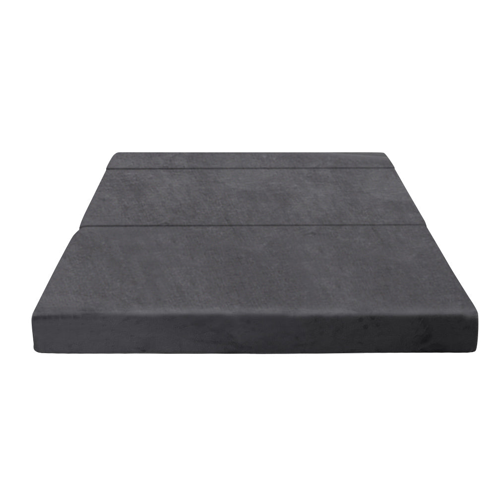 Giselle Double Size Folding Foam Mattress Velvet Dark Grey Mattresses