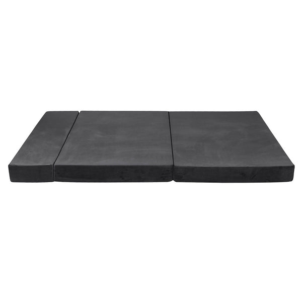 Giselle Double Size Folding Foam Mattress Velvet Dark Grey Mattresses