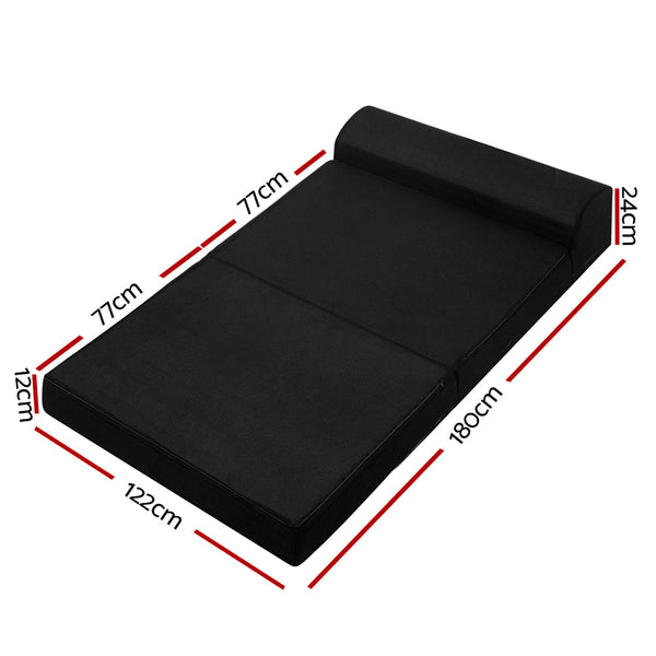 Giselle Bedding Folding Foam Mattress Portable Double Sofa Air Mesh Fabric Black