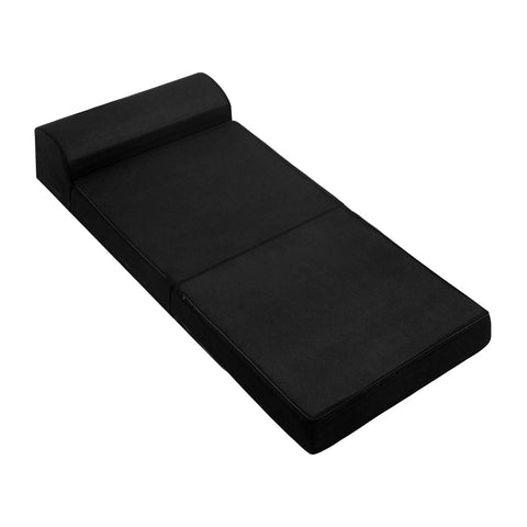 Giselle Bedding Folding Foam Mattress Portable Single Sofa Air Mesh Fabric Black