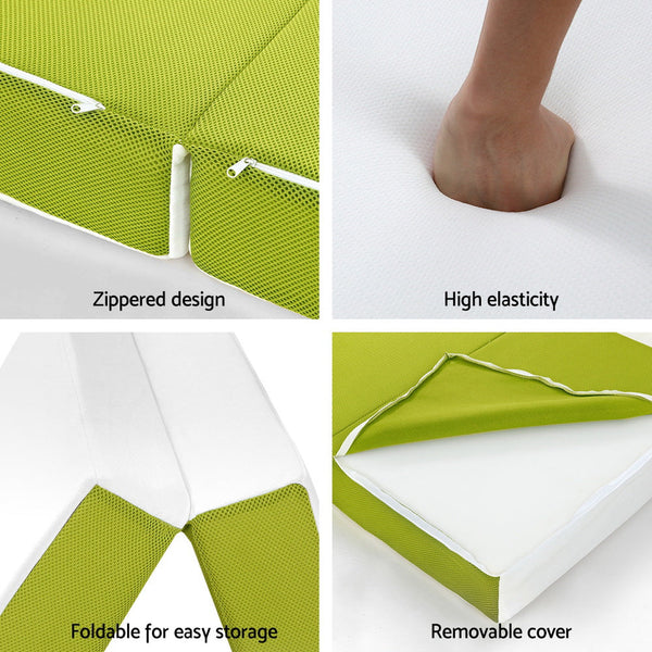 Giselle Bedding Foldable Mattress 4-Fold Folding Camping Single Green