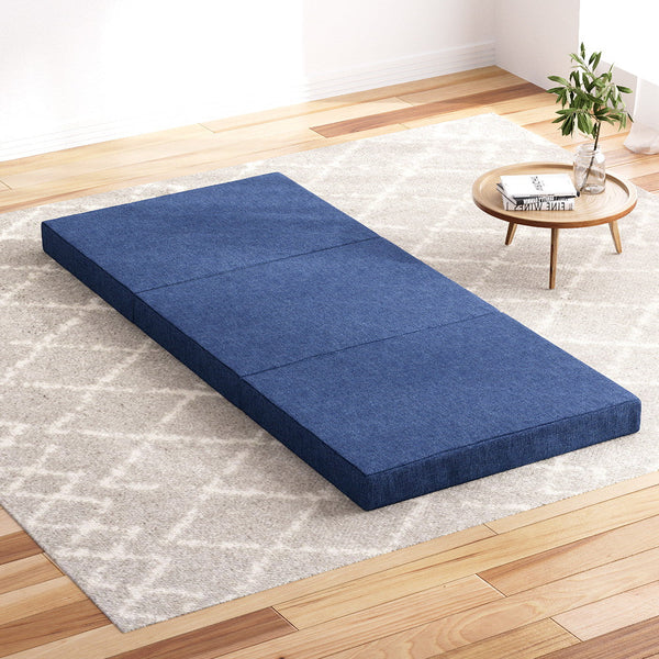 Giselle Foldable Mattress Folding Foam Single Blue Single Bed Frames