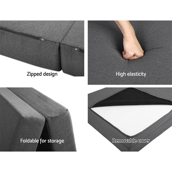 Giselle Bedding Double Size Folding Foam Mattress Portable Dark Grey