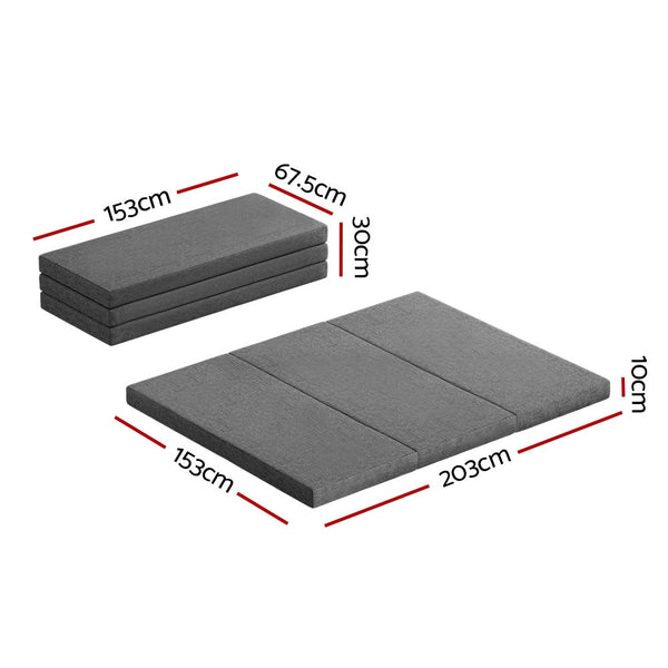 Giselle Foldable Mattress Folding Foam Queen Grey Sleeping Mats