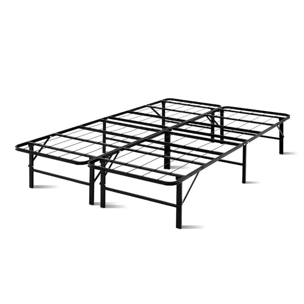 Artiss Folding Double Metal Bed Frame Black Double Bed Frames