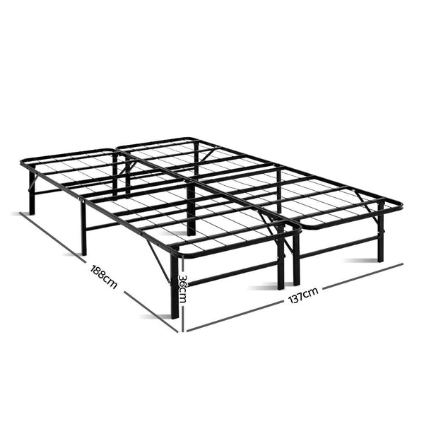 Artiss Folding Double Metal Bed Frame Black Double Bed Frames