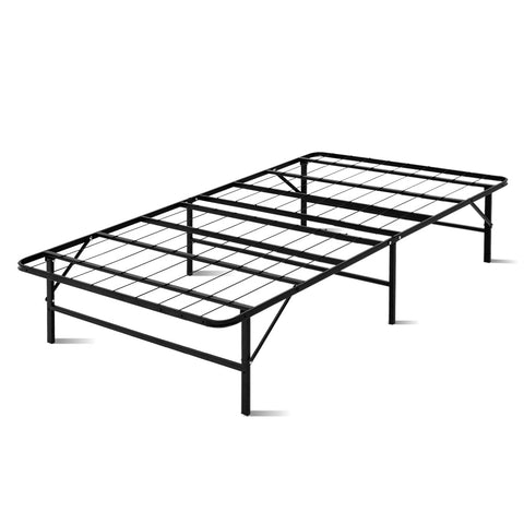 Artiss Folding Bed Frame Metal Base King Single Size Portable Black King Single Bed Frames