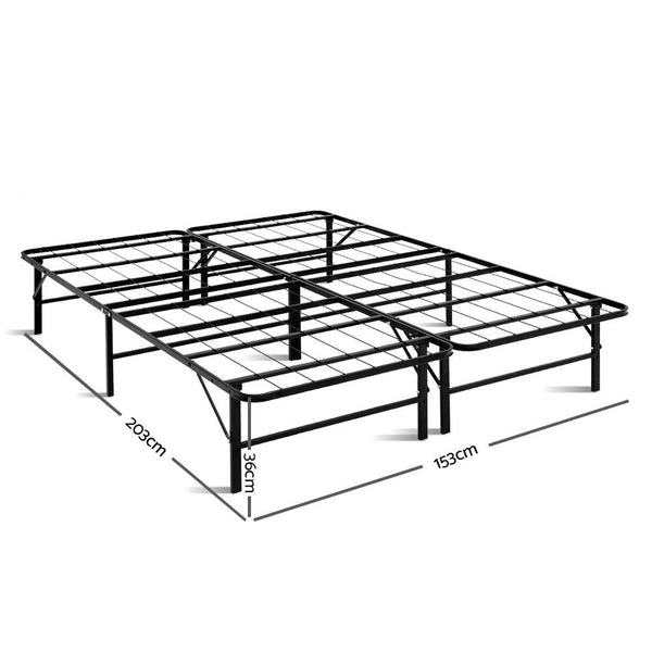 Artiss Folding Queen Metal Bed Frame Black Queen Bed Frames