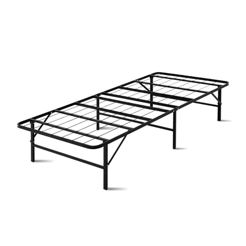 Artiss Folding Bed Frame Single Metal Base Portable Black Single Bed Frames