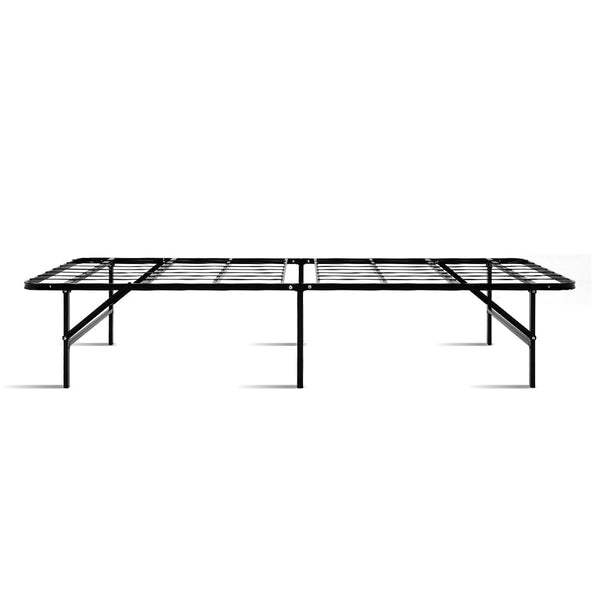 Artiss Folding Bed Frame Single Metal Base Portable Black Single Bed Frames