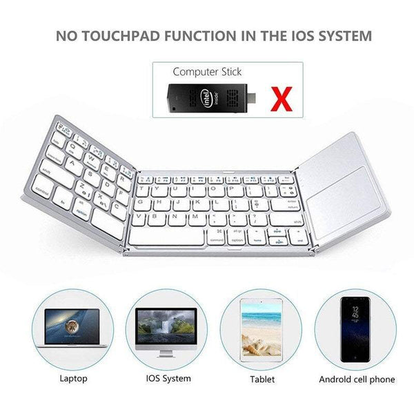 Tablet Keyboards Foldable Bt Wireless Pocket Size Mini With Touchpad For Android Windows Pc White Keyboards & Keypads