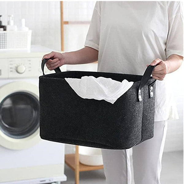 Foldable Felt Storage Bins Basket Containers With Handles Closet Bedroom Drawers Toys Organizers Storage Bags