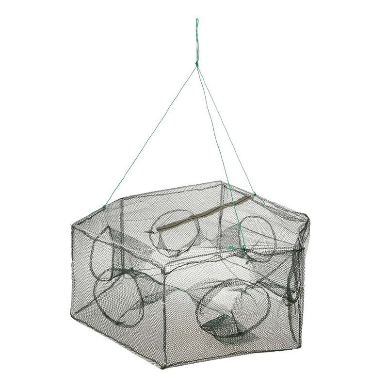 Foldable Fishing Net Hexagon 6 Hole Shrimp Cage Trap Minnow Crab Baits Mesh Nets