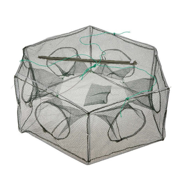 Foldable Fishing Net Hexagon 6 Hole Shrimp Cage Trap Minnow Crab Baits Mesh