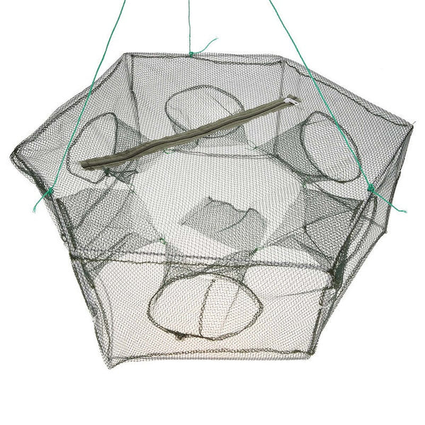 Foldable Fishing Net Hexagon 6 Hole Shrimp Cage Trap Minnow Crab Baits Mesh Nets