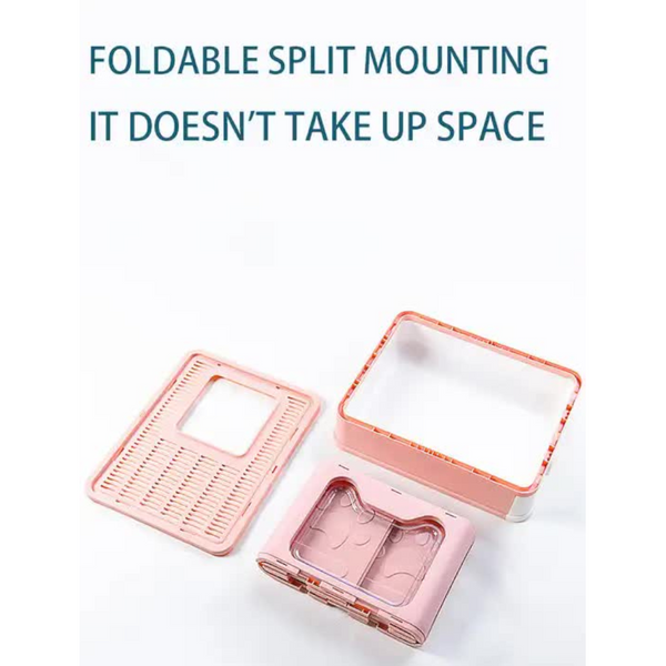 Foldable Cat Litter Box With Pull Out Tray Easy Cleaning And Anti Splash Design Blue 51*41*38Cm Litter Trays