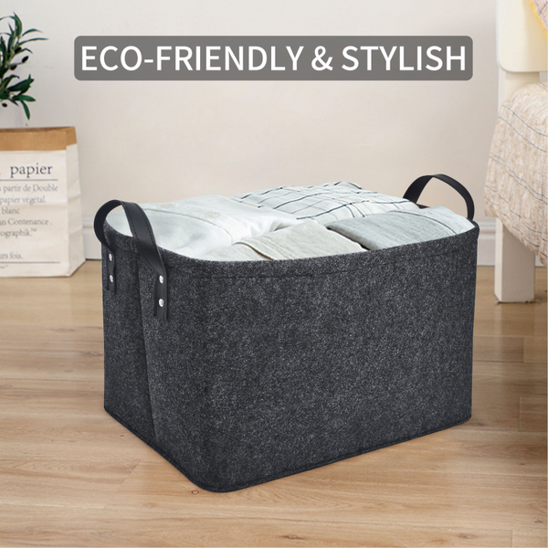 Foldable Felt Storage Bins Basket Containers With Handles Closet Bedroom Drawers Toys Organizers Storage Bags
